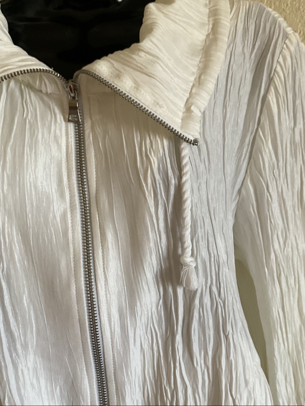 Ruby Rd. White Crinkle Zip-Front Drawstring Jacket - Picture 3 of 6